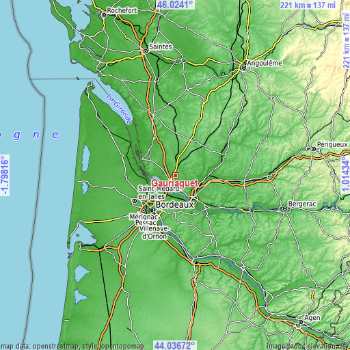 Topographic map of Gauriaguet