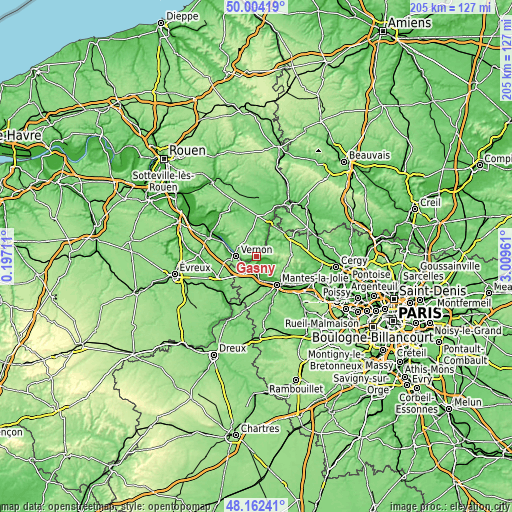 Topographic map of Gasny