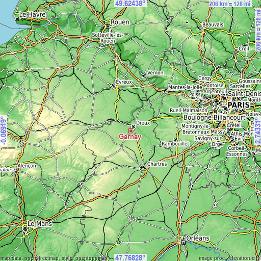 Topographic map of Garnay