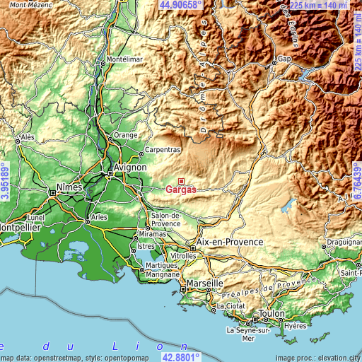 Topographic map of Gargas