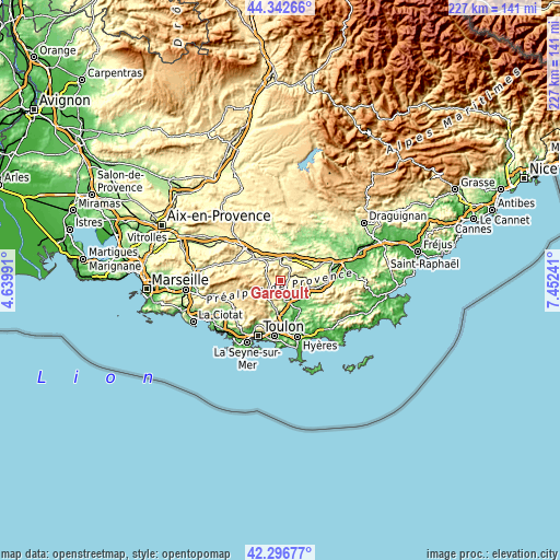 Topographic map of Garéoult