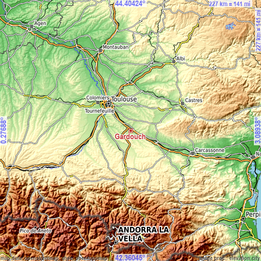 Topographic map of Gardouch