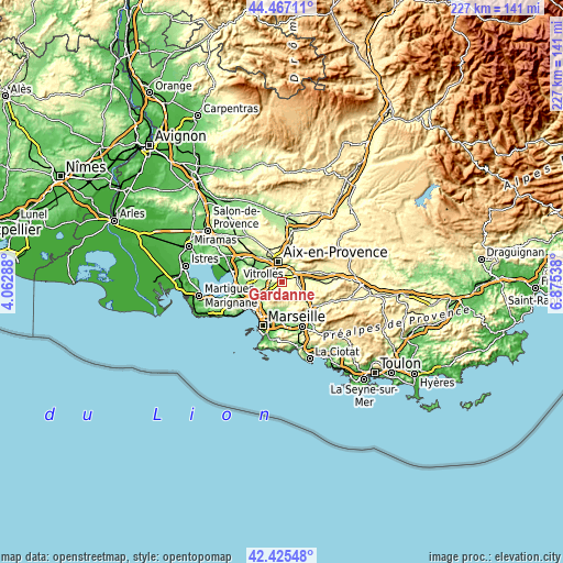 Topographic map of Gardanne