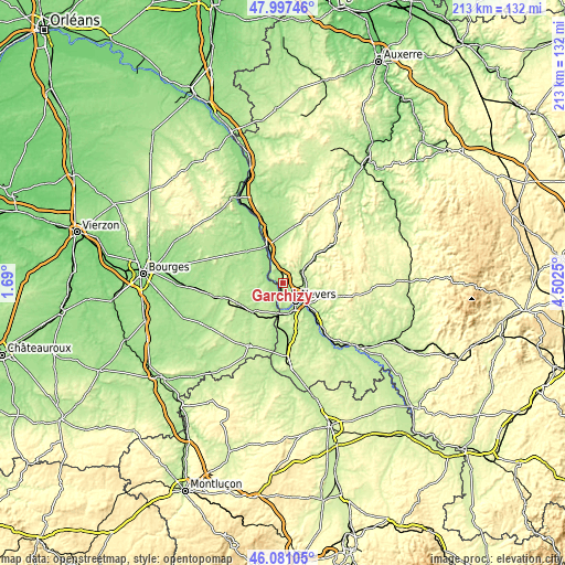 Topographic map of Garchizy