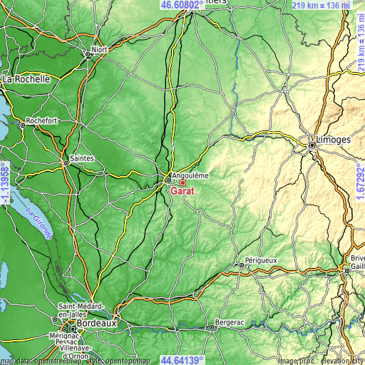 Topographic map of Garat