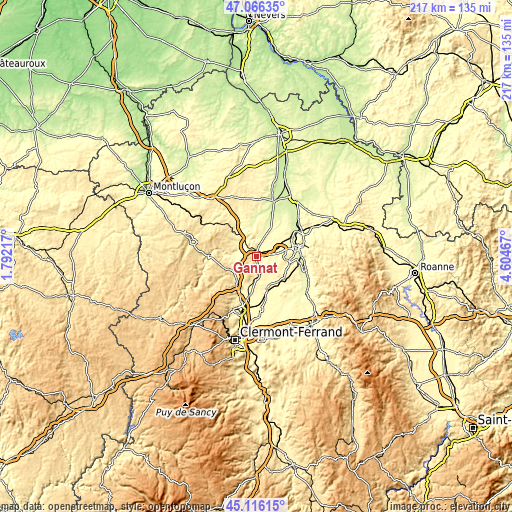 Topographic map of Gannat