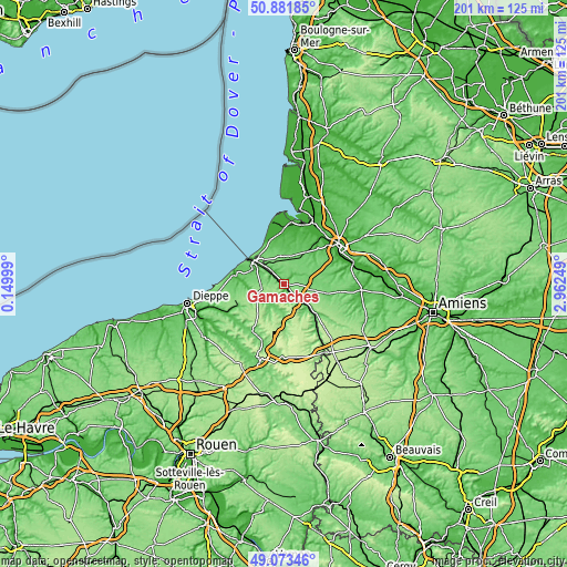 Topographic map of Gamaches