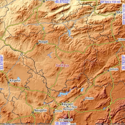 Topographic map of Sarıkaya