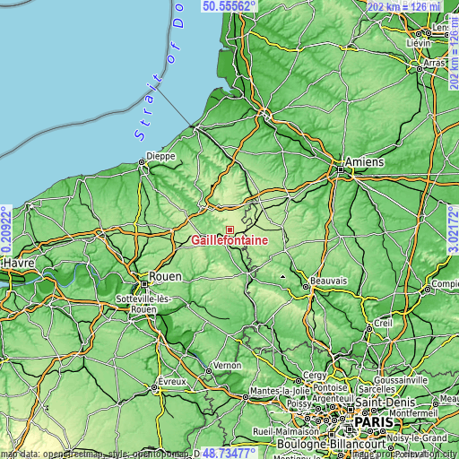 Topographic map of Gaillefontaine