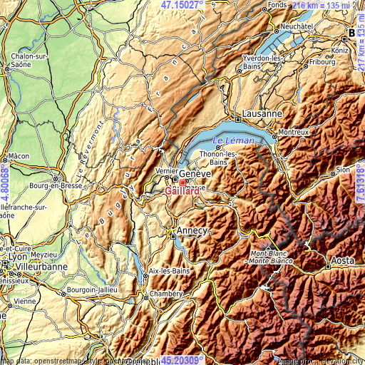 Topographic map of Gaillard