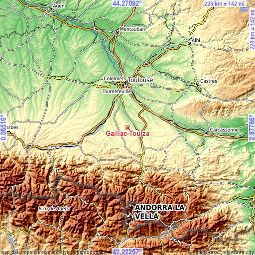 Topographic map of Gaillac-Toulza