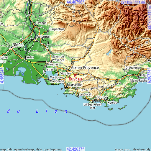 Topographic map of Fuveau