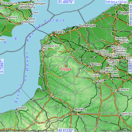 Topographic map of Fruges