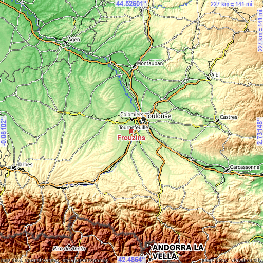 Topographic map of Frouzins