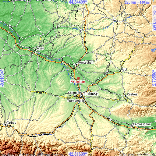 Topographic map of Fronton