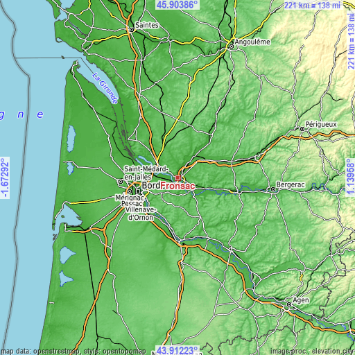 Topographic map of Fronsac