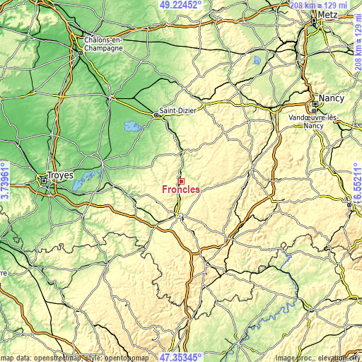 Topographic map of Froncles