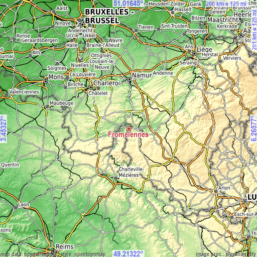 Topographic map of Fromelennes