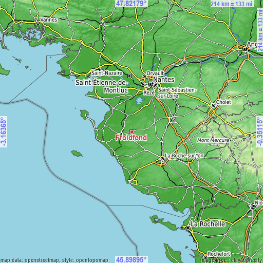 Topographic map of Froidfond