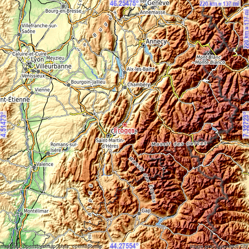 Topographic map of Froges