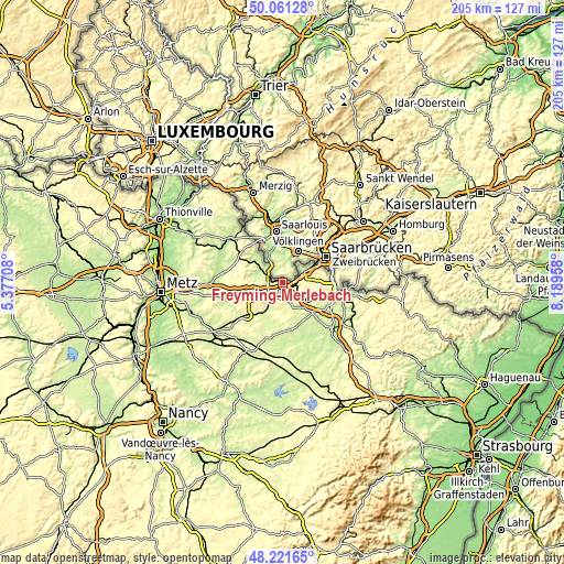 Topographic map of Freyming-Merlebach