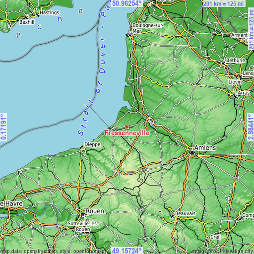 Topographic map of Fressenneville