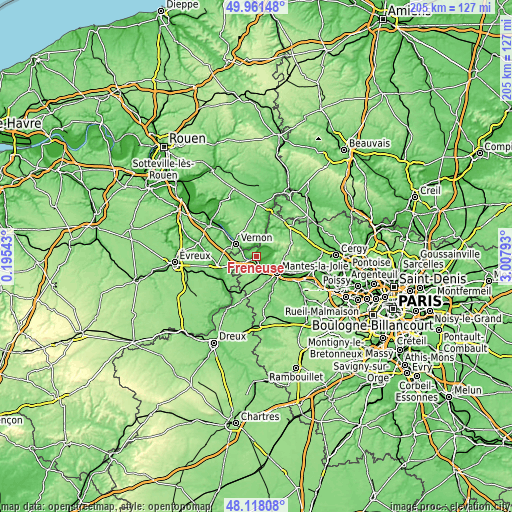 Topographic map of Freneuse