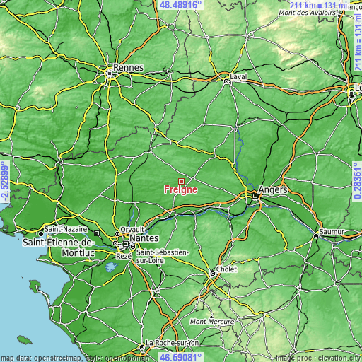 Topographic map of Freigné