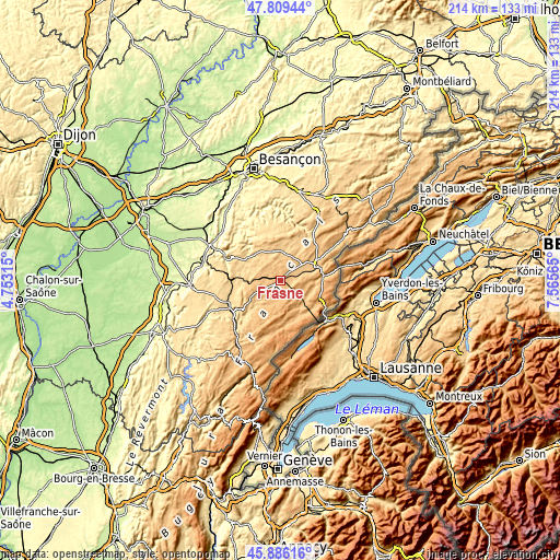 Topographic map of Frasne