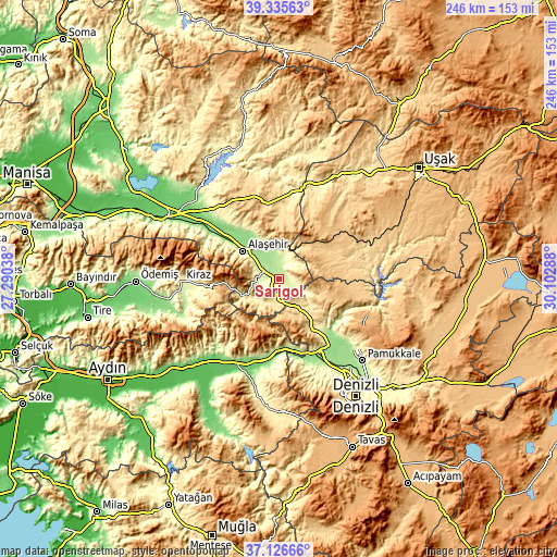 Topographic map of Sarıgöl