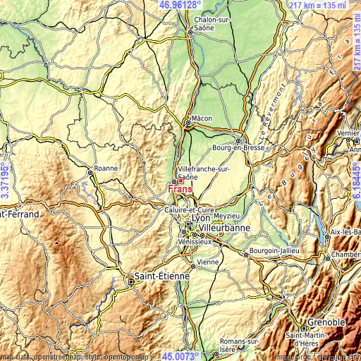 Topographic map of Frans