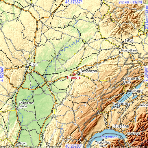 Topographic map of Franois