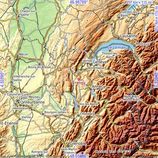 Topographic map of Frangy