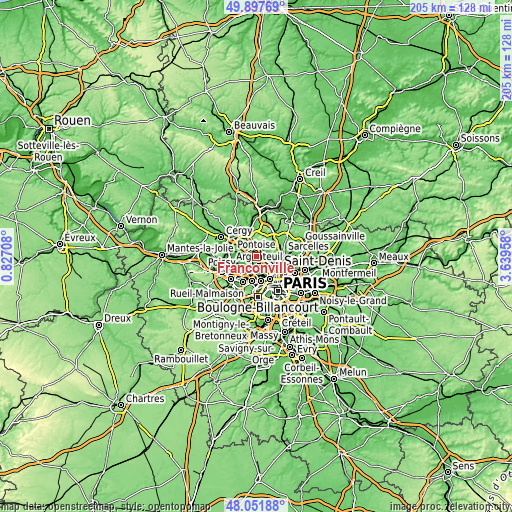 Topographic map of Franconville