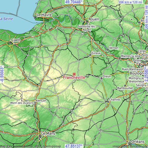 Topographic map of Francheville