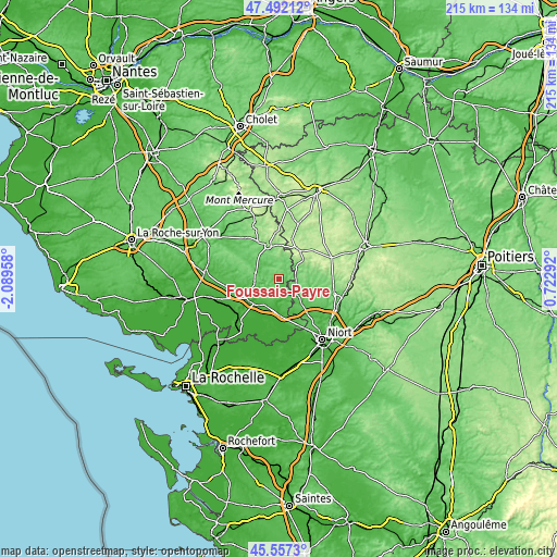 Topographic map of Foussais-Payré