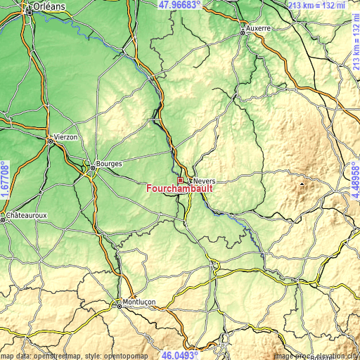 Topographic map of Fourchambault