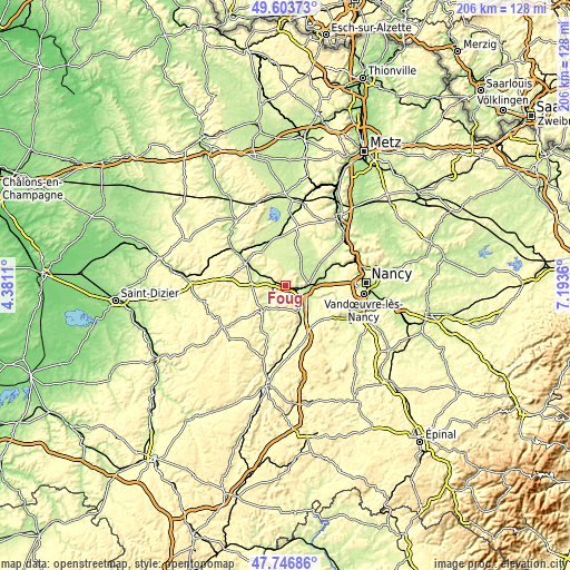 Topographic map of Foug