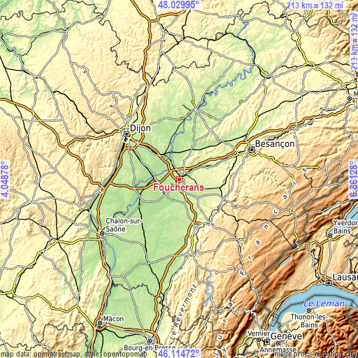 Topographic map of Foucherans