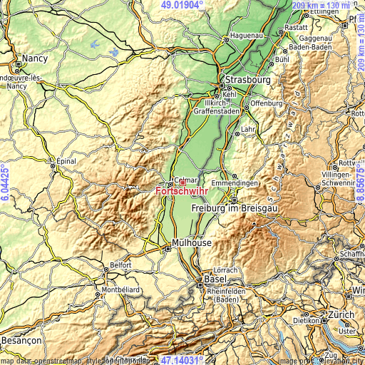 Topographic map of Fortschwihr