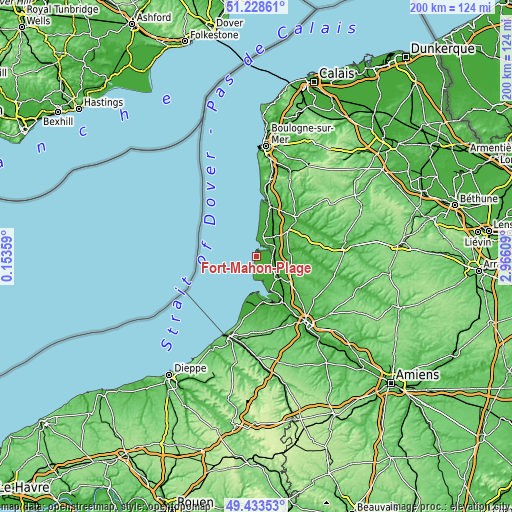 Topographic map of Fort-Mahon-Plage