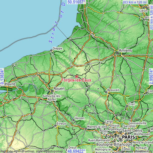 Topographic map of Forges-les-Eaux