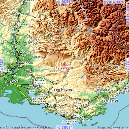 Topographic map of Forcalquier