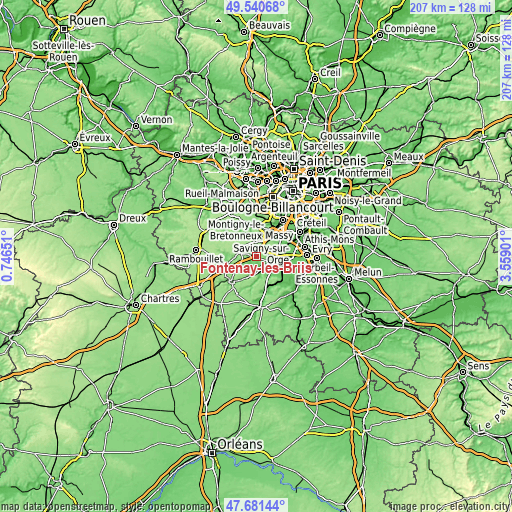 Topographic map of Fontenay-lès-Briis