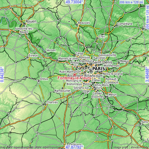 Topographic map of Fontenay-le-Fleury