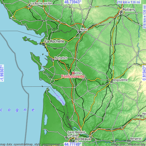 Topographic map of Fontcouverte