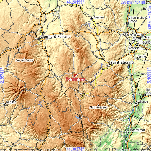 Topographic map of Fontannes