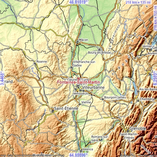 Topographic map of Fontaines-Saint-Martin