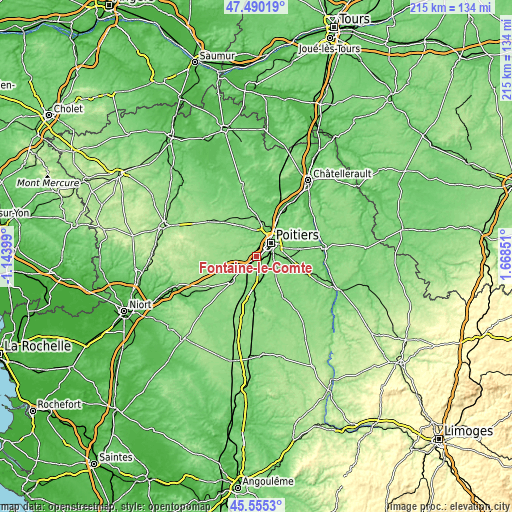 Topographic map of Fontaine-le-Comte