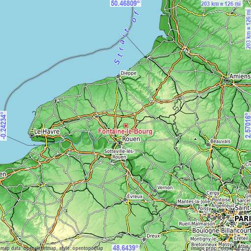 Topographic map of Fontaine-le-Bourg